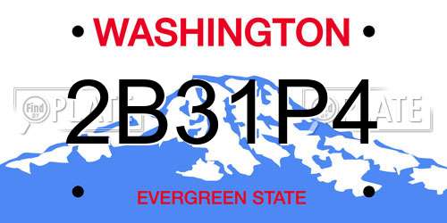 2B31P4 Washington License Plate