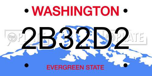 2B32D2 Washington License Plate