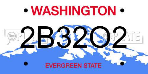 2B32O2 Washington License Plate