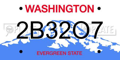 2B32O7 Washington License Plate