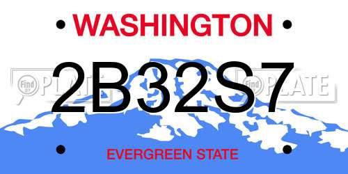 2B32S7 Washington License Plate