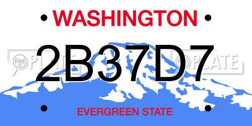 2B37D7 Washington License Plate