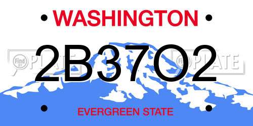 2B37O2 Washington License Plate