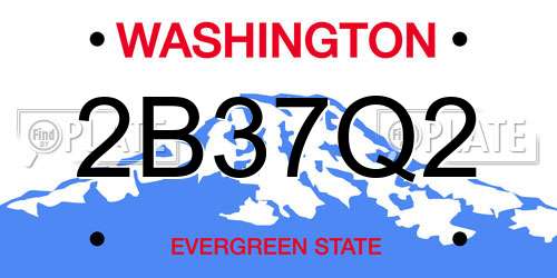 2B37Q2 Washington License Plate