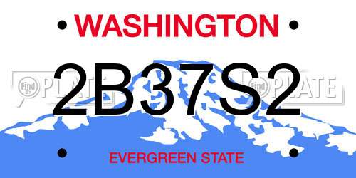 2B37S2 Washington License Plate