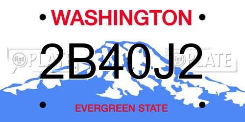2B40J2 Washington License Plate