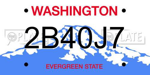 2B40J7 Washington License Plate