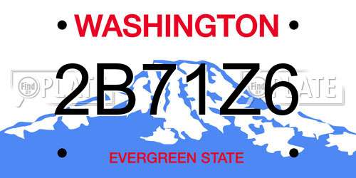 2B71Z6 Washington License Plate