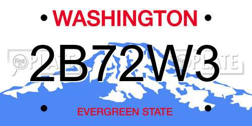 2B72W3 Washington License Plate