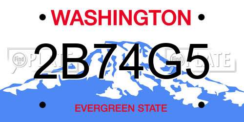 2B74G5 Washington License Plate