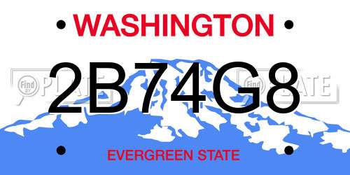 2B74G8 Washington License Plate