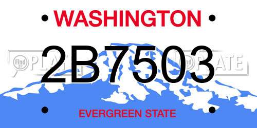 2B7503 Washington License Plate