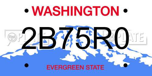 2B75R0 Washington License Plate