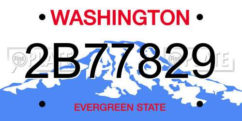 2B77829 Washington License Plate