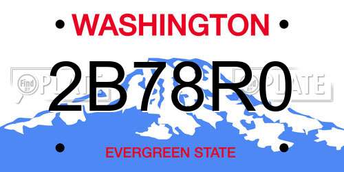 2B78R0 Washington License Plate
