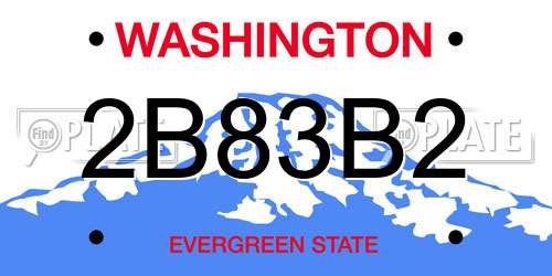 2B83B2 Washington License Plate