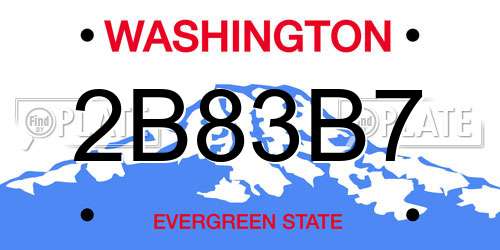 2B83B7 Washington License Plate