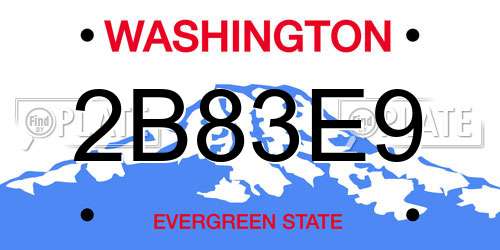 2B83E9 Washington License Plate