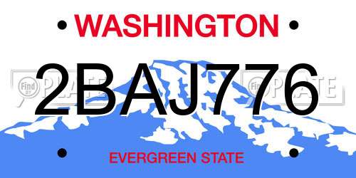 2BAJ776 Washington License Plate