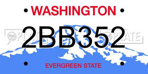 2BB352 Washington License Plate