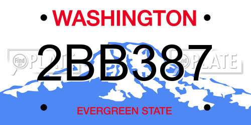 2BB387 Washington License Plate