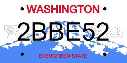 2BBE52 Washington License Plate