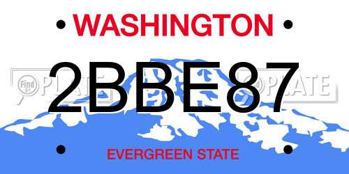 2BBE87 Washington License Plate