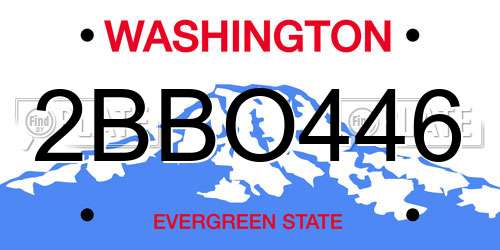 2BBO446 Washington License Plate