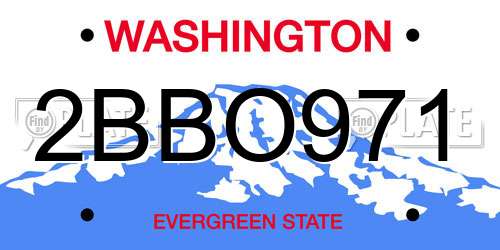 2BBO971 Washington License Plate