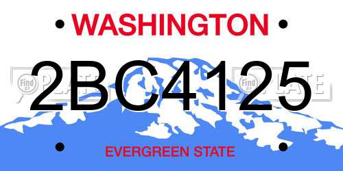 2BC4125 Washington License Plate