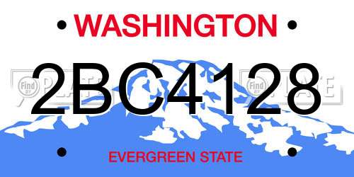 2BC4128 Washington License Plate