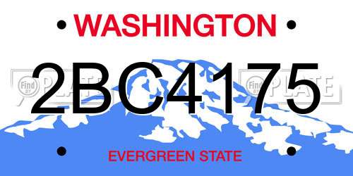 2BC4175 Washington License Plate
