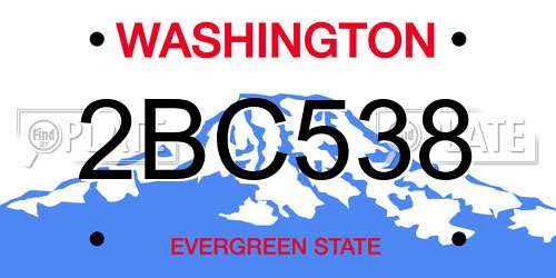 2BC538 Washington License Plate