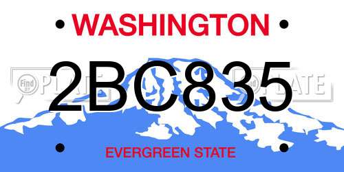2BC835 Washington License Plate