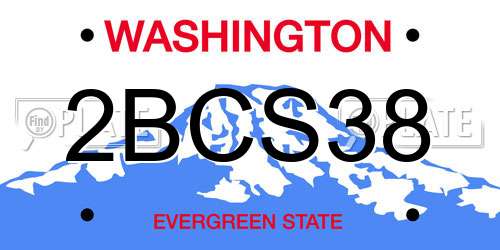 2BCS38 Washington License Plate