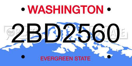 2BD2560 Washington License Plate