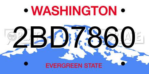 2BD7860 Washington License Plate
