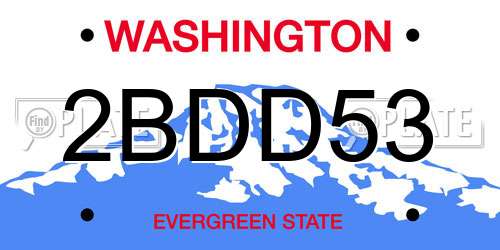 2BDD53 Washington License Plate