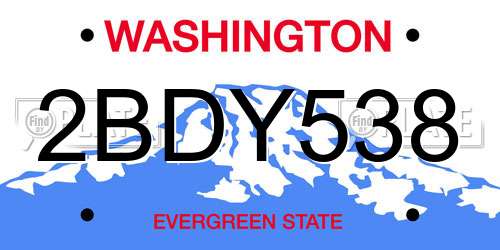 2BDY538 Washington License Plate