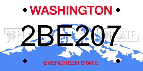 2BE207 Washington License Plate