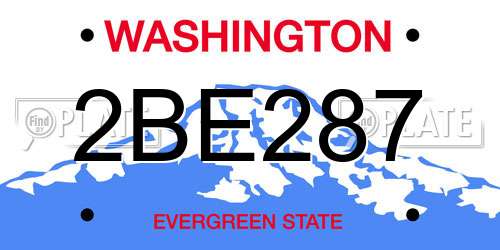 2BE287 Washington License Plate