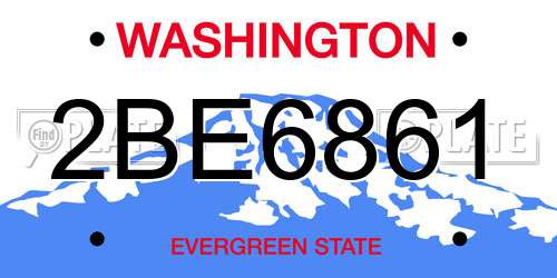 2BE6861 Washington License Plate