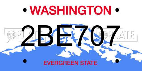 2BE707 Washington License Plate
