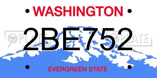 2BE752 Washington License Plate