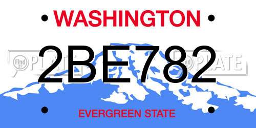 2BE782 Washington License Plate