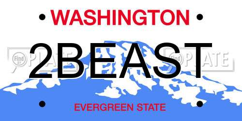 2BEAST Washington License Plate