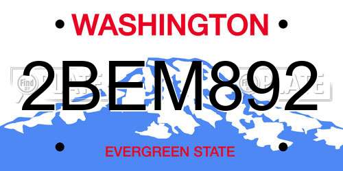 2BEM892 Washington License Plate