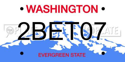 2BET07 Washington License Plate