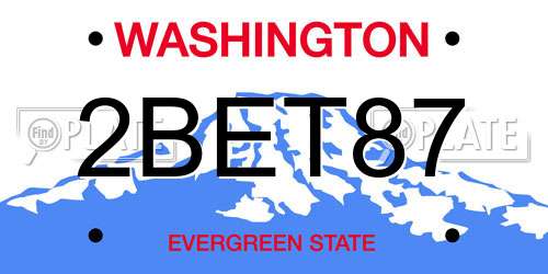 2BET87 Washington License Plate