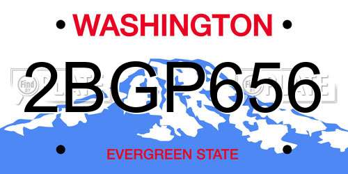 2BGP656 Washington License Plate